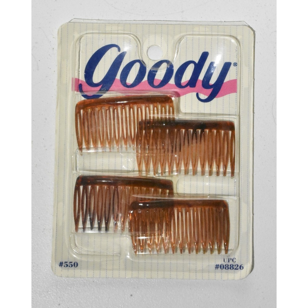 4 Vintage Goody Hair Kant Slip Side Combs Brown Tortoise Shell 1993 NEW Sealed